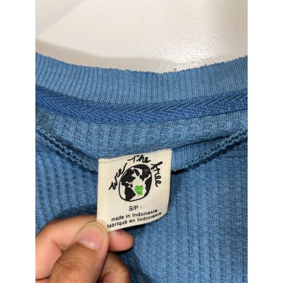 Free People We The Free Blue Ribbed Long Sleeve Tunic Top S - Picture 7 of 12